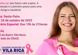 Imagem - Secretaria de Saúde de Vila Rica realiza neste dia 24 de outubro o Dia “D” do Outubro Rosa